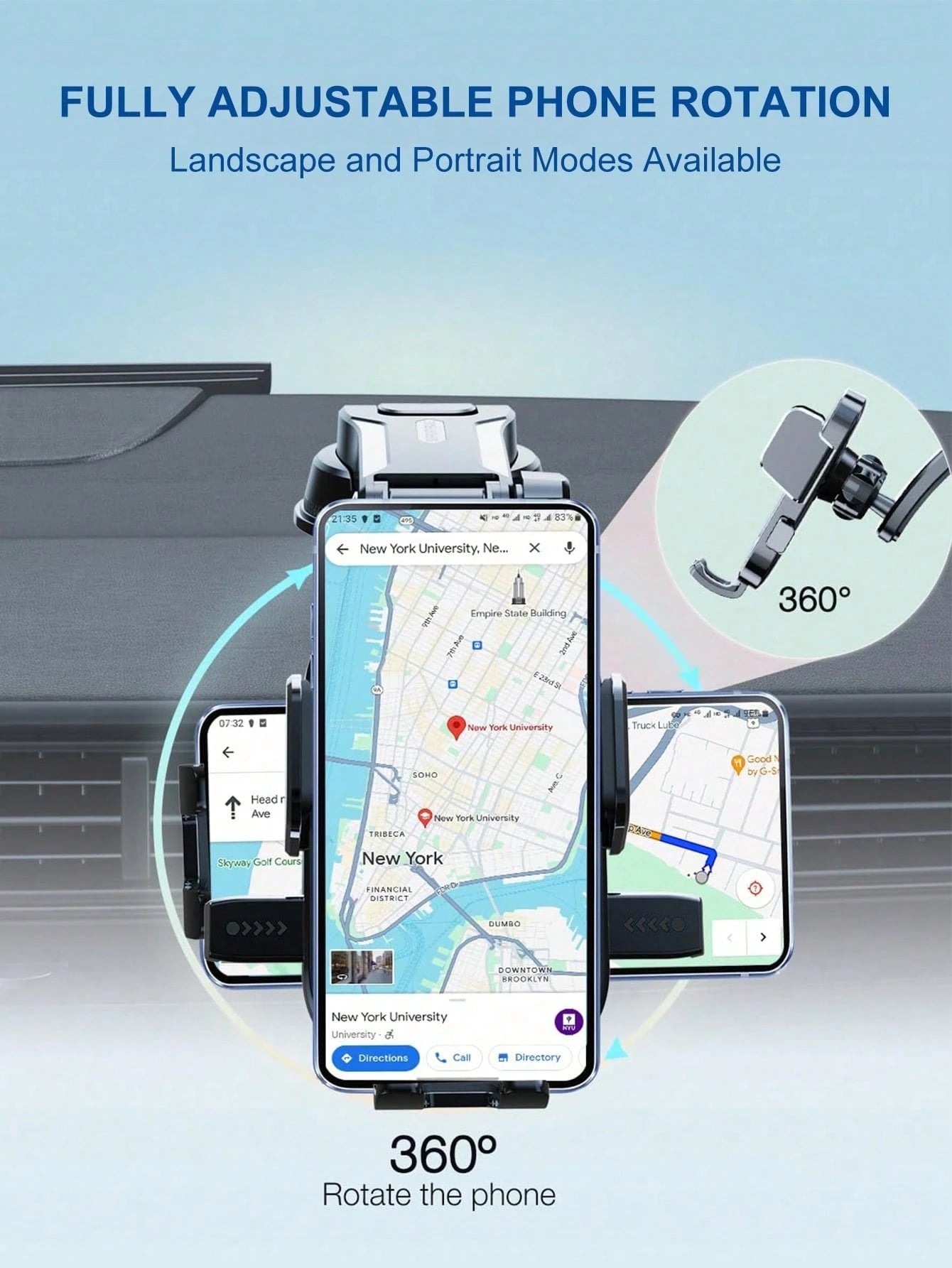 1pc Black Car Phone Holder, Multi-Function Telescopic Suction Cup Car Navigation Mount, Suitable For Daily Driving Navigation And Phone Placement (Please Clean Surface Before Use)