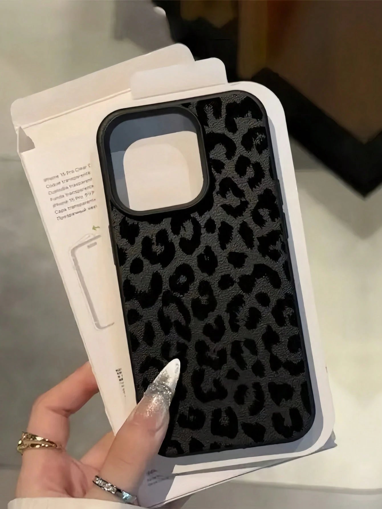 1pc Black Leopard Print Full Coverage Phone Case Compatible With IPhone 16/15 Pro Max/15 Pro/15/14/13/12/11, IPhone 13 Pro/14 Pro Max, Series