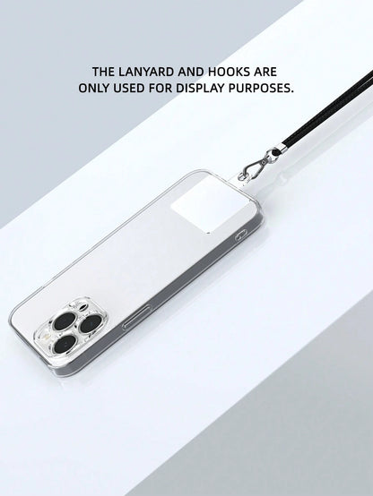 1pc Black + Silver Metal Accessory Phone Lanyard, Includes Transparent Pad For Phone Case Attachment, Multi-Functional Adjustable Neck Strap, Length 145cm/57in, Compatible With All Smartphones, Univer