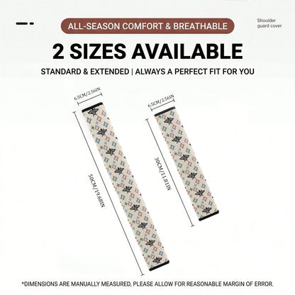 1pc Bohemian Car Seat Belt Pad, Breathable Linen Material, 30cm/50cm Size Options, PU Leather Edging, Wear-Resistant Anti-Slip, Suitable For All Seasons, Self-Adhesive Easy Installation, Car Interior