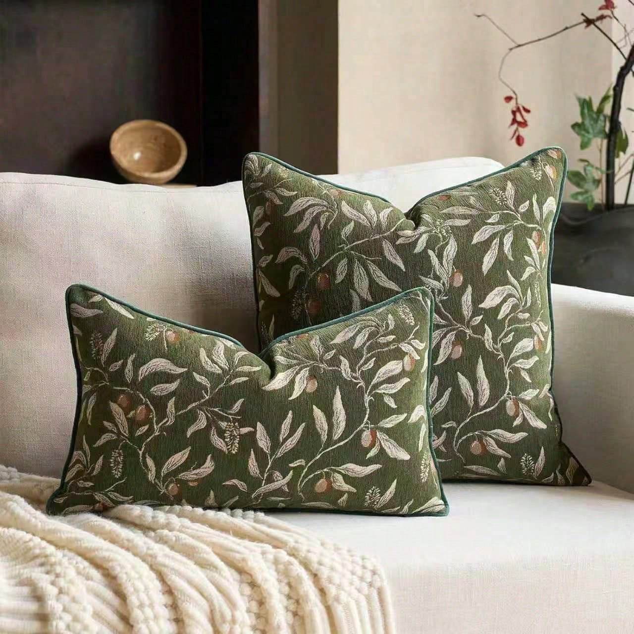 1PC Bohemian Floral Throw Pillow Cover Luxury Piped Decorative Cushion Case, Suitable For Sofa, Living Room, Bedroom Decor