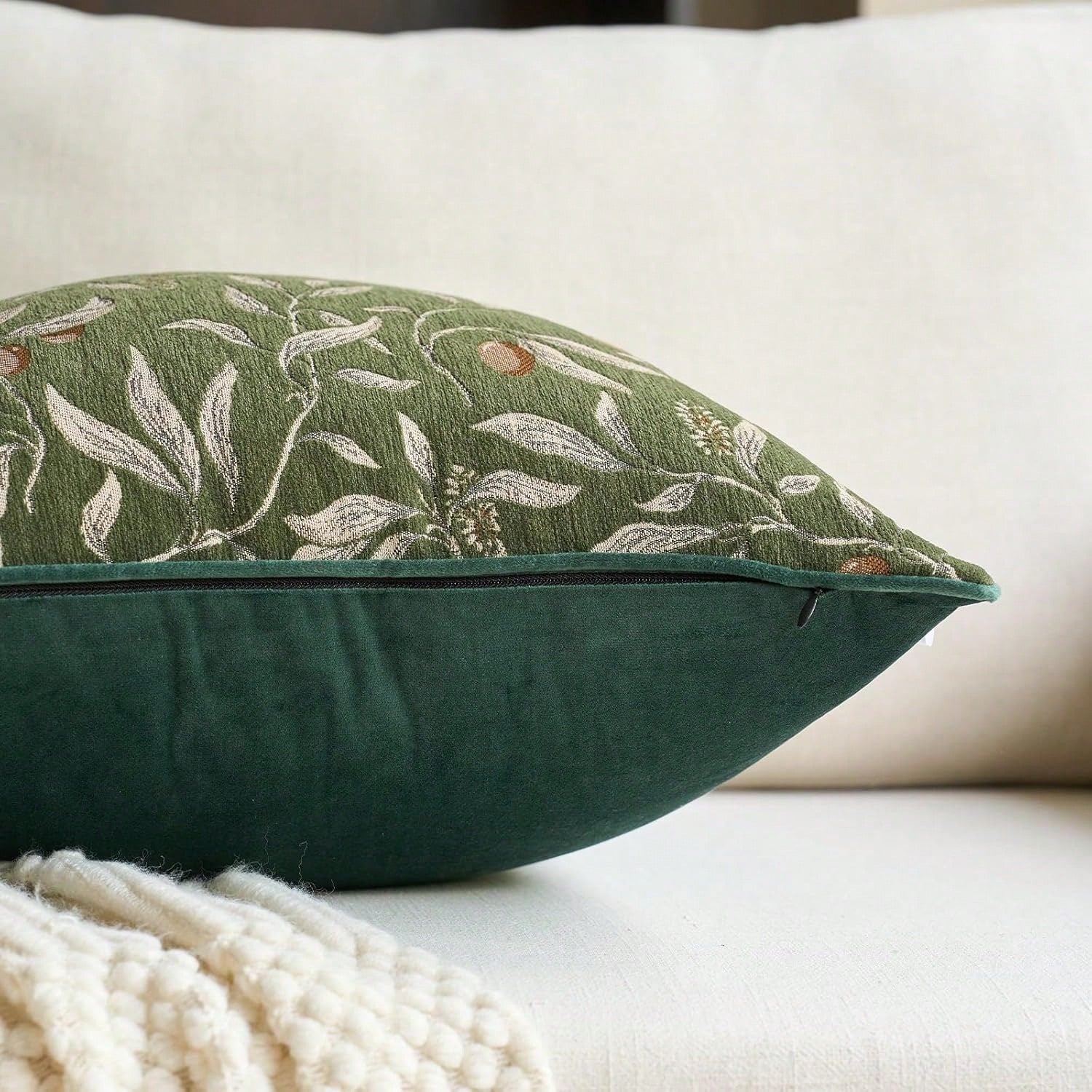 1PC Bohemian Floral Throw Pillow Cover Luxury Piped Decorative Cushion Case, Suitable For Sofa, Living Room, Bedroom Decor