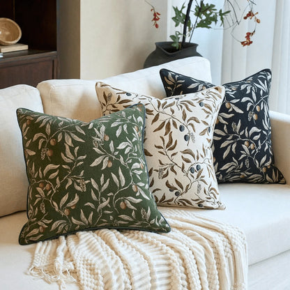 1PC Bohemian Floral Throw Pillow Cover Luxury Piped Decorative Cushion Case, Suitable For Sofa, Living Room, Bedroom Decor