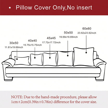 1pc Bohemian Style Geometric Pattern Cushion Cover (Without Insert), Soft Chenille Decorative Pillow Sham Suitable For Sofa, Bed, Living Room Home Decor, Year-Round