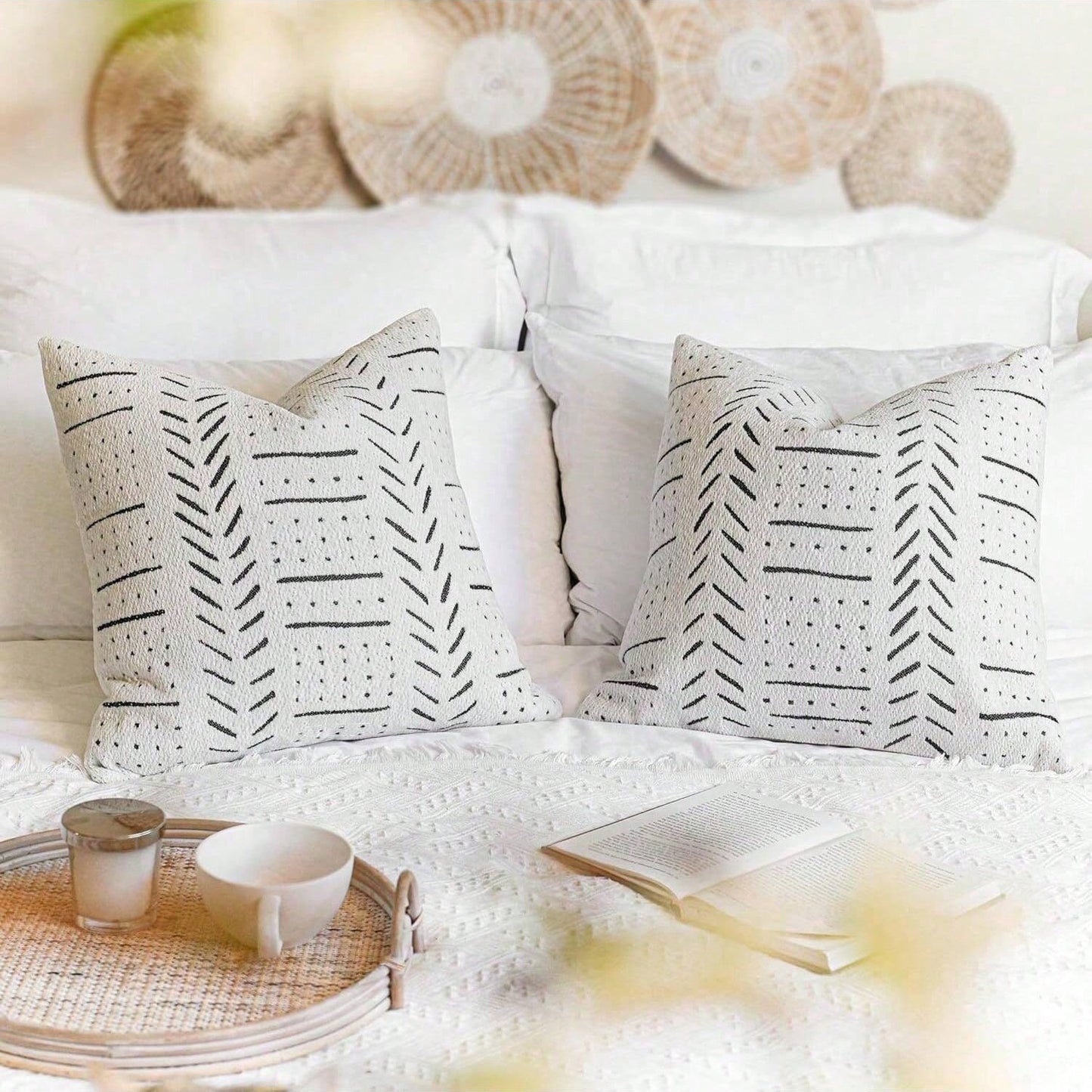 1pc Bohemian Style Geometric Pattern Cushion Cover (Without Insert), Soft Chenille Decorative Pillow Sham Suitable For Sofa, Bed, Living Room Home Decor, Year-Round