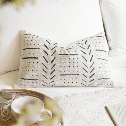 1pc Bohemian Style Geometric Pattern Cushion Cover (Without Insert), Soft Chenille Decorative Pillow Sham Suitable For Sofa, Bed, Living Room Home Decor, Year-Round