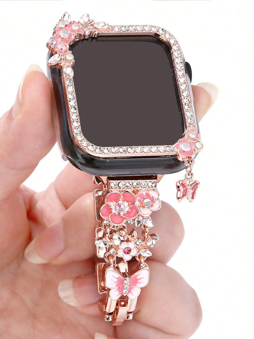 1pc Butterfly Pendant Watch Band + Case, Touchscreen Sensitive Case Compatible With Apple Watch 38/40/41/42/44/45/49mm, Suitable For Apple Watch Ultra/SE/8/7/5/4/3/2