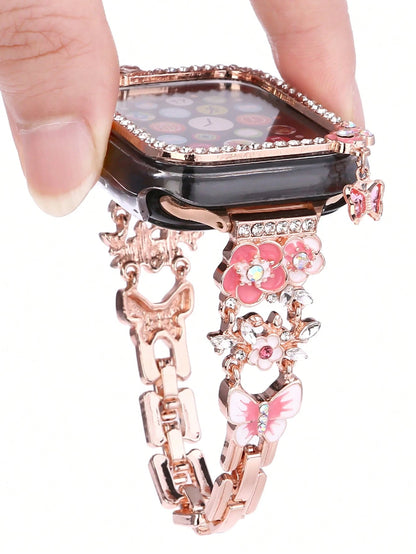 1pc Butterfly Pendant Watch Band + Case, Touchscreen Sensitive Case Compatible With Apple Watch 38/40/41/42/44/45/49mm, Suitable For Apple Watch Ultra/SE/8/7/5/4/3/2
