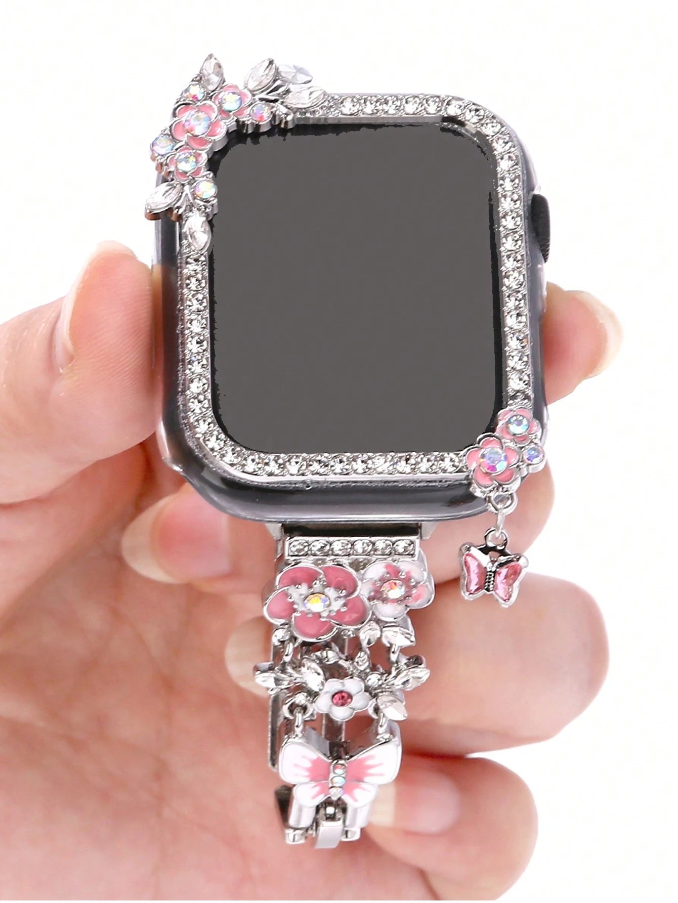 1pc Butterfly Pendant Watch Band + Case, Touchscreen Sensitive Case Compatible With Apple Watch 38/40/41/42/44/45/49mm, Suitable For Apple Watch Ultra/SE/8/7/5/4/3/2
