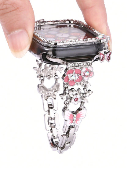 1pc Butterfly Pendant Watch Band + Case, Touchscreen Sensitive Case Compatible With Apple Watch 38/40/41/42/44/45/49mm, Suitable For Apple Watch Ultra/SE/8/7/5/4/3/2