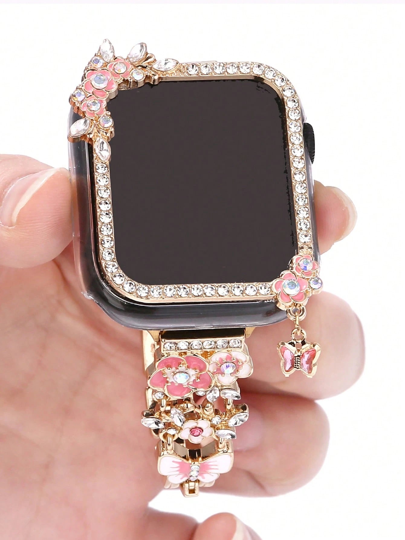 1pc Butterfly Pendant Watch Band + Case, Touchscreen Sensitive Case Compatible With Apple Watch 38/40/41/42/44/45/49mm, Suitable For Apple Watch Ultra/SE/8/7/5/4/3/2