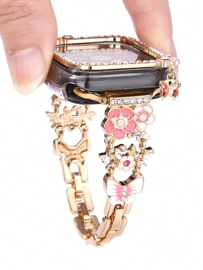1pc Butterfly Pendant Watch Band + Case, Touchscreen Sensitive Case Compatible With Apple Watch 38/40/41/42/44/45/49mm, Suitable For Apple Watch Ultra/SE/8/7/5/4/3/2