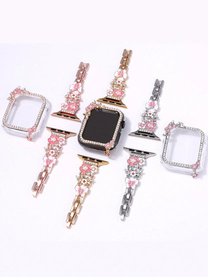 1pc Butterfly Pendant Watch Band + Case, Touchscreen Sensitive Case Compatible With Apple Watch 38/40/41/42/44/45/49mm, Suitable For Apple Watch Ultra/SE/8/7/5/4/3/2