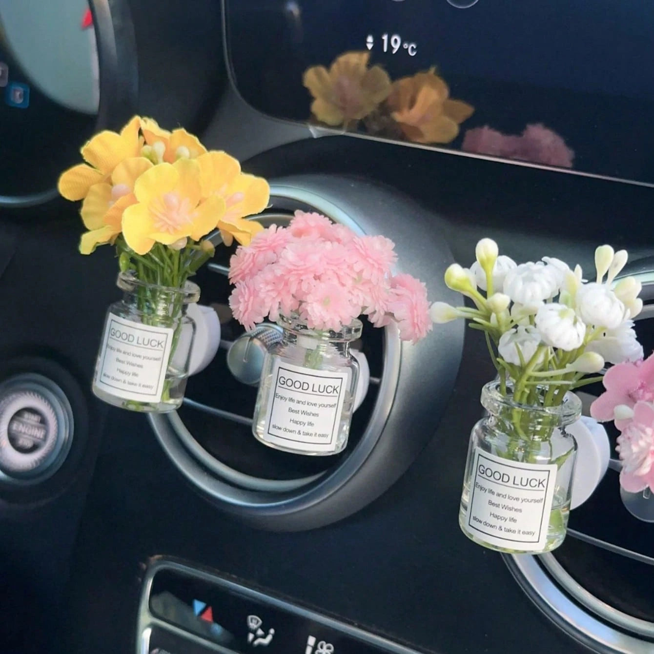 1pc Car Air Vent Clip Decor, Creative Galaxy Stars & Flower Fresh Air Conditioning Outlet Decoration