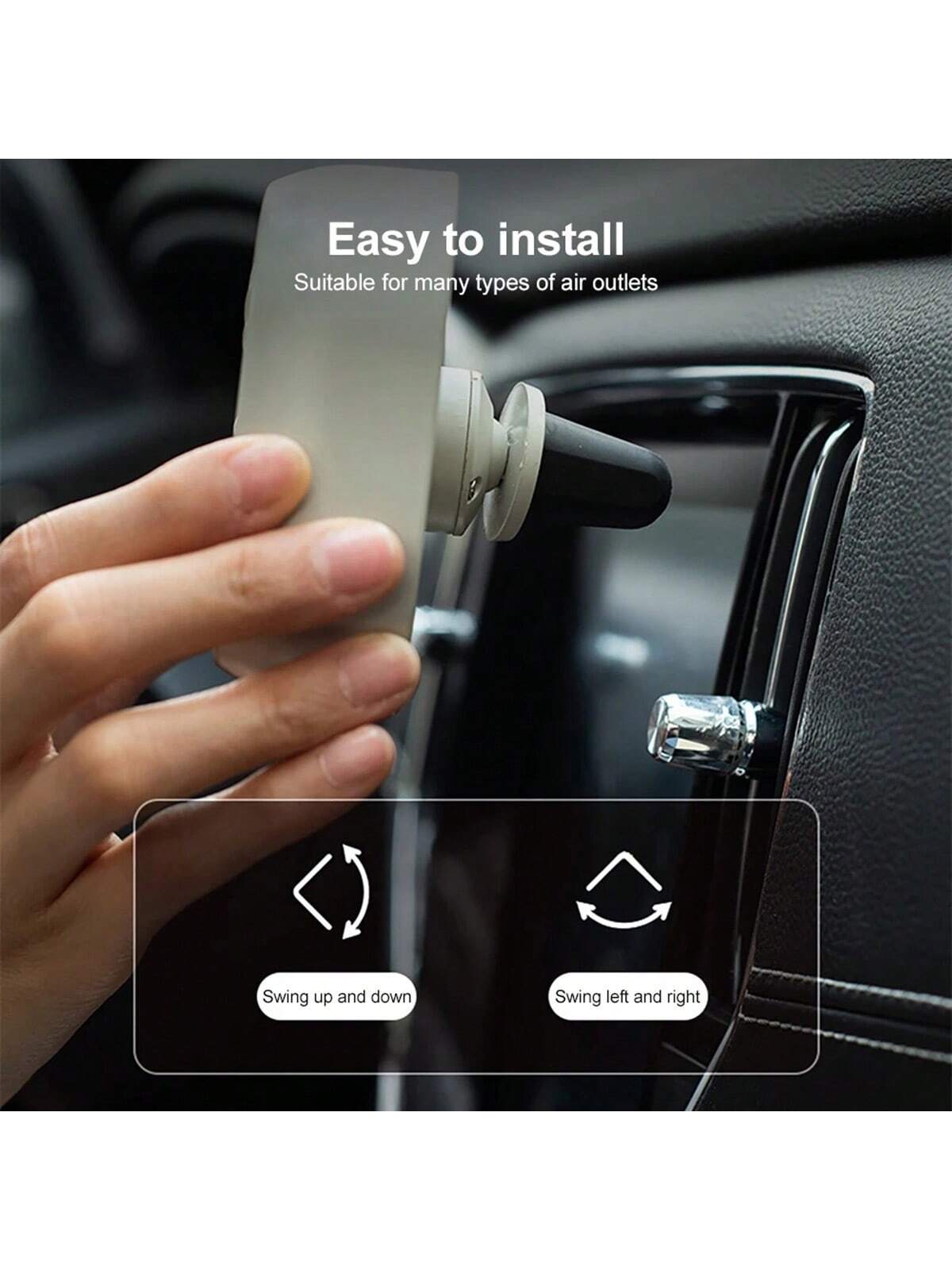 1pc Car Air Vent Cooling Fan, USB Powered Strong 7-Blade Turbine Fan With Gradient Color Atmosphere Light, Low Noise Multi-Function Mini Car Interior Cooling Fan