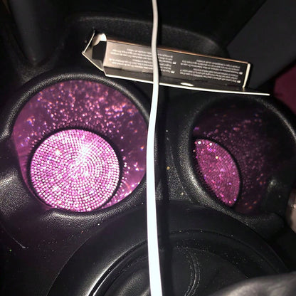 1pc Car Crystal Cup Holder Coaster, Heat Insulation Fully Decorated