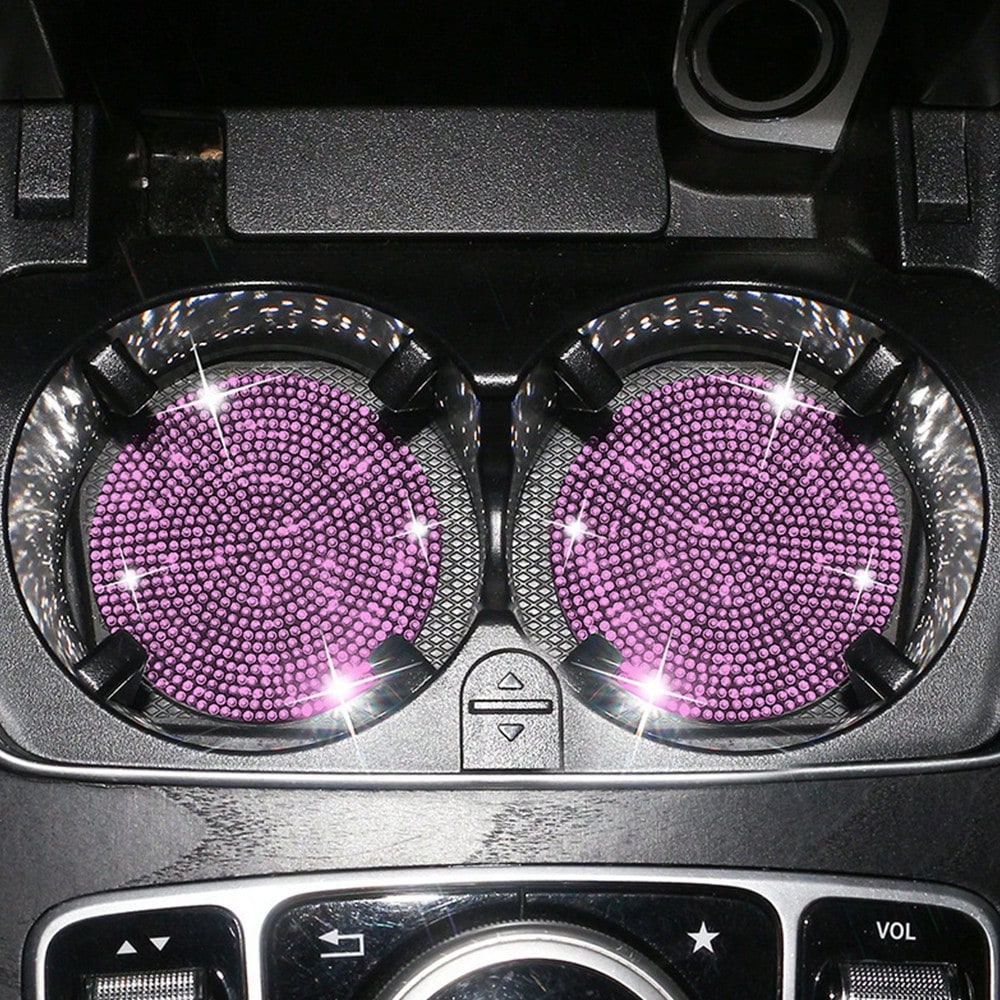 1pc Car Crystal Cup Holder Coaster, Heat Insulation Fully Decorated
