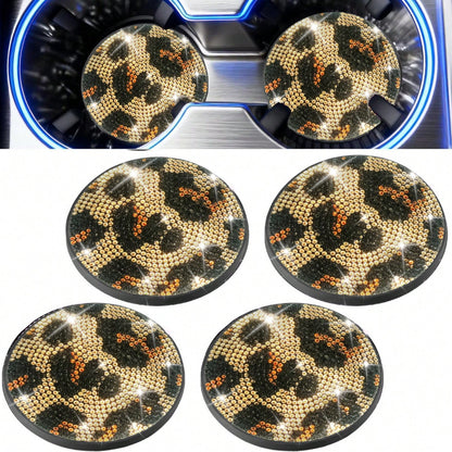 1pc Car Crystal Cup Holder Coaster, Heat Insulation Fully Decorated