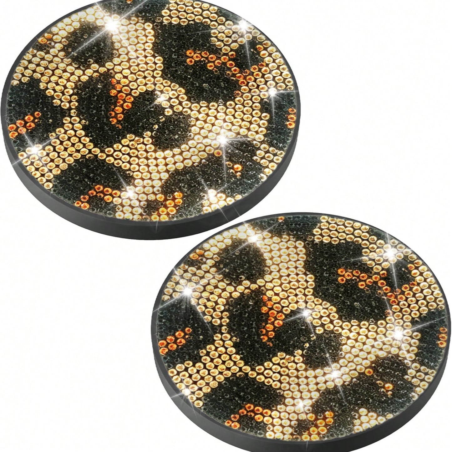 1pc Car Crystal Cup Holder Coaster, Heat Insulation Fully Decorated