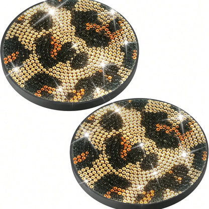 1pc Car Crystal Cup Holder Coaster, Heat Insulation Fully Decorated