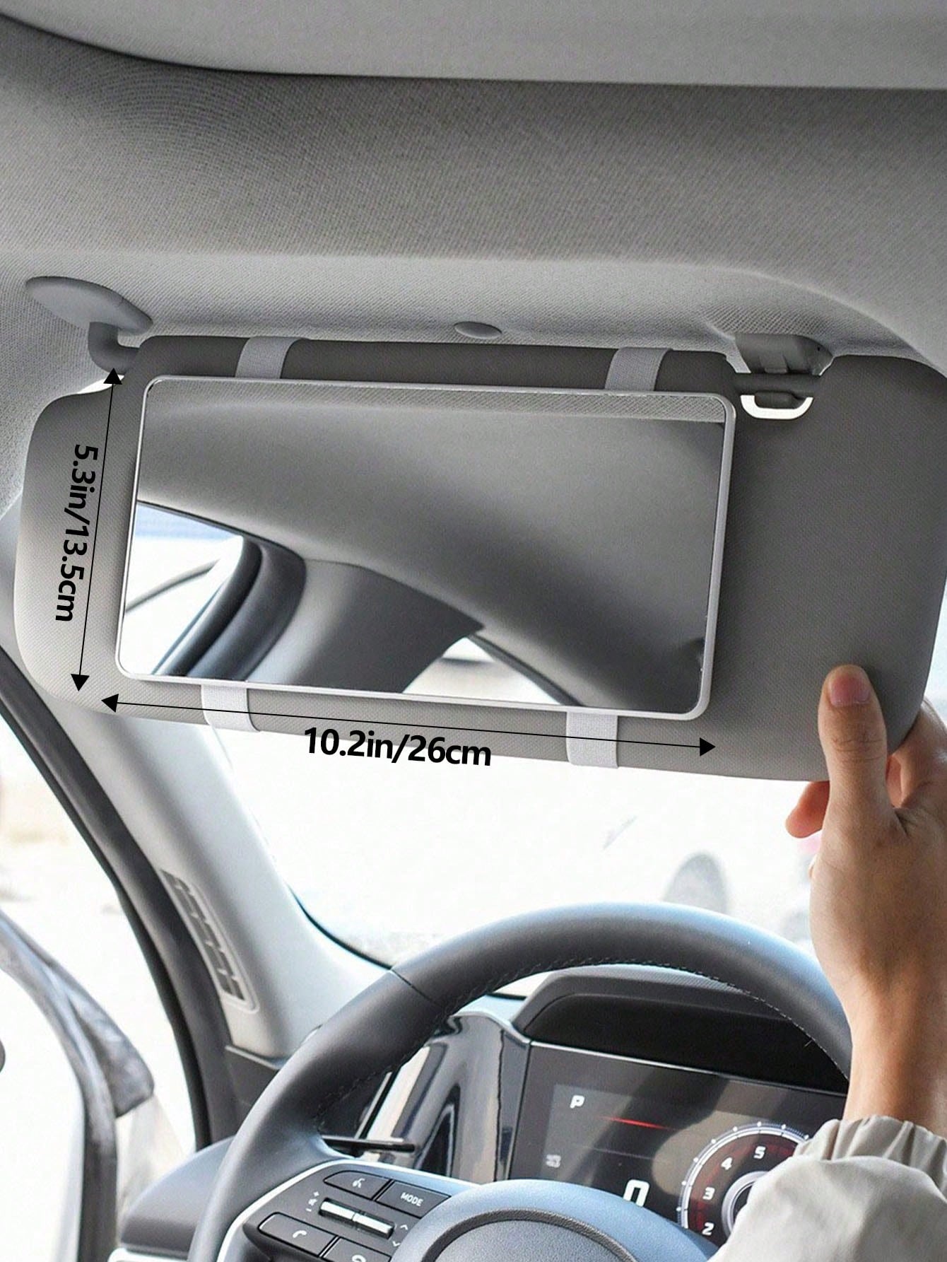 1pc Car Makeup Mirror, Sun Visor Makeup Mirror, Car Rearview Mirror, Ultra-Thin Strap, Elastic Band, High-Definition Makeup Mirror, Women's Car Accessories, Automotive Parts (This Product Is A Non-Ill