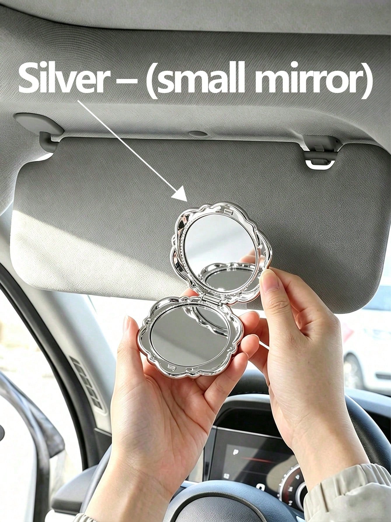 1pc Car Makeup Mirror, Sun Visor Makeup Mirror, Car Rearview Mirror, Ultra-Thin Strap, Elastic Band, High-Definition Makeup Mirror, Women's Car Accessories, Automotive Parts (This Product Is A Non-Ill