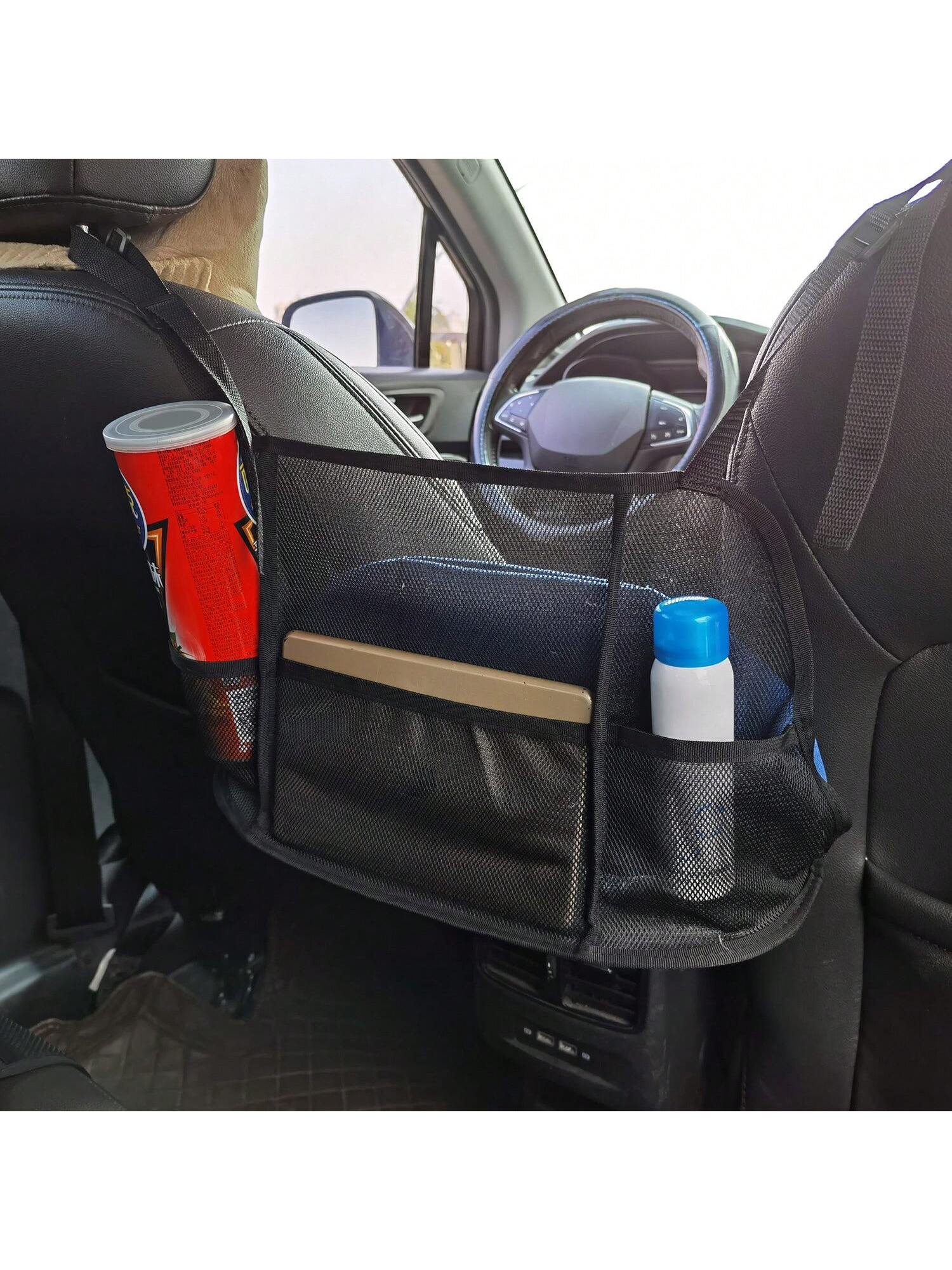 1Pc Car Net Pocket Handbag Holder Car Storage Netting Pouch Seat Side Storage Mesh Organizers Bag For Purse Phone Documents Barrier Pets Kids At Backseat