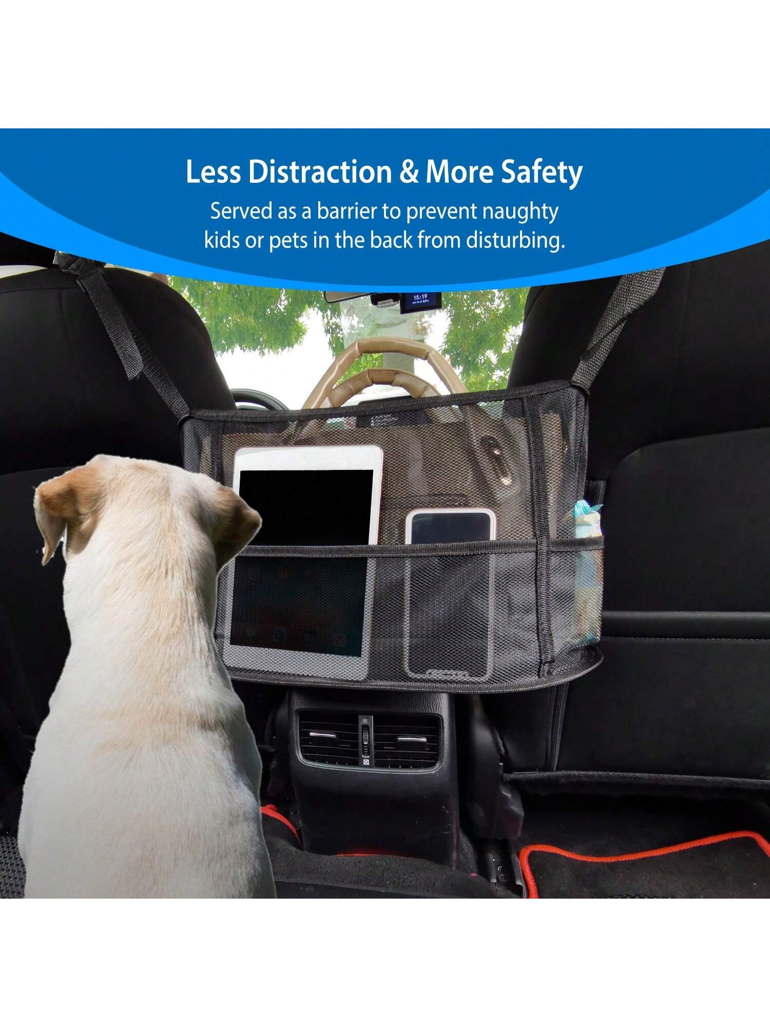 1Pc Car Net Pocket Handbag Holder Car Storage Netting Pouch Seat Side Storage Mesh Organizers Bag For Purse Phone Documents Barrier Pets Kids At Backseat