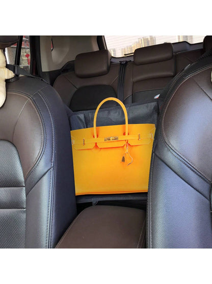 1Pc Car Net Pocket Handbag Holder Car Storage Netting Pouch Seat Side Storage Mesh Organizers Bag For Purse Phone Documents Barrier Pets Kids At Backseat