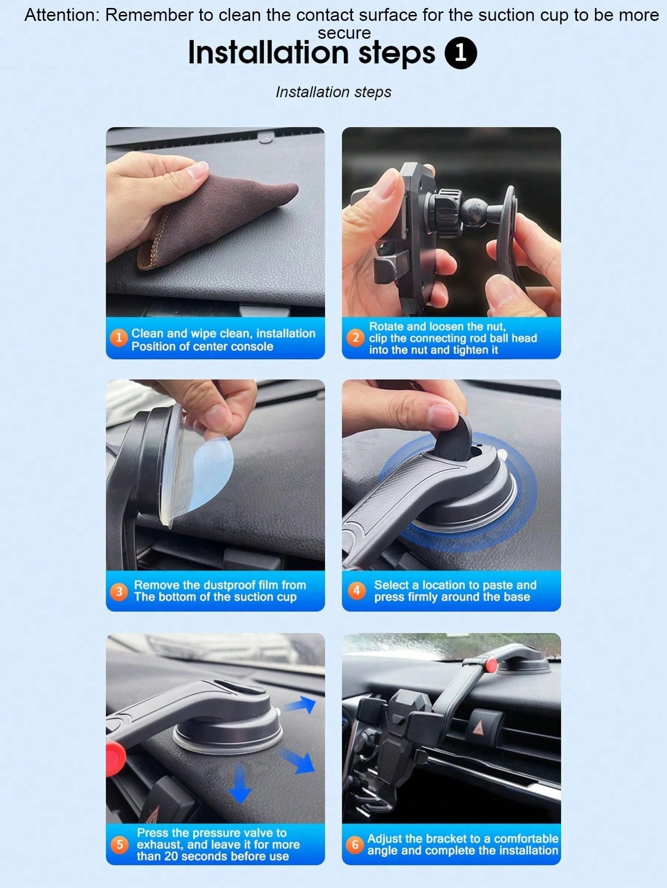 1pc Car Phone Holder, Adjustable Telescopic Suction Cup Photography Stand, Portable