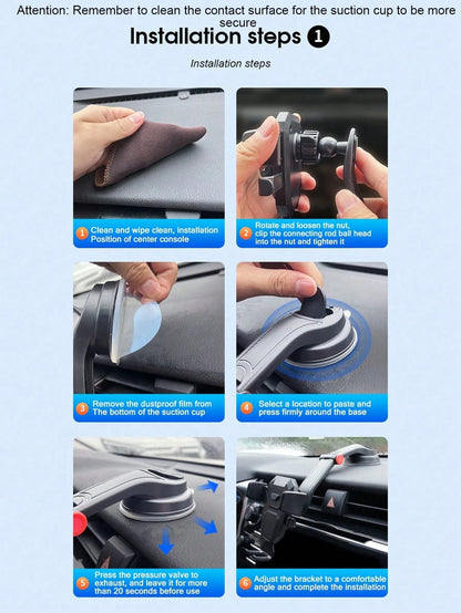 1pc Car Phone Holder, Adjustable Telescopic Suction Cup Photography Stand, Portable