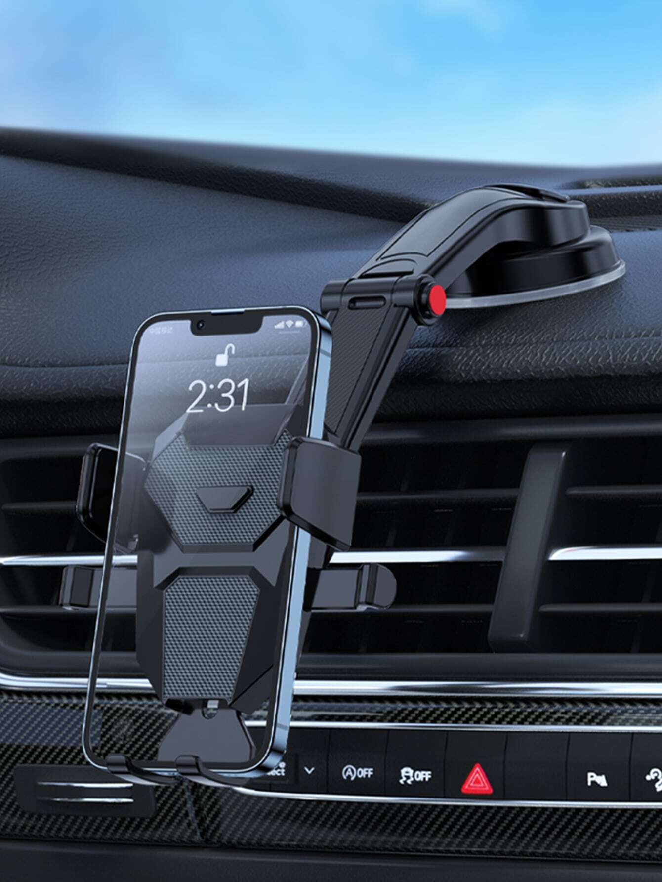 1pc Car Phone Holder, Adjustable Telescopic Suction Cup Photography Stand, Portable
