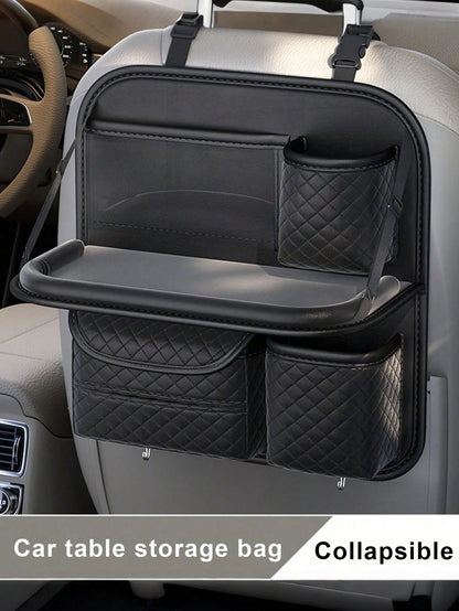 1pc Car Seat Back Storage Bag, Multi-Functional Hanging Organizer Pouch (2 Random Hanging Hooks Included, Instruction Manual Flower Buckle Not Included But Won't Affect Usage)