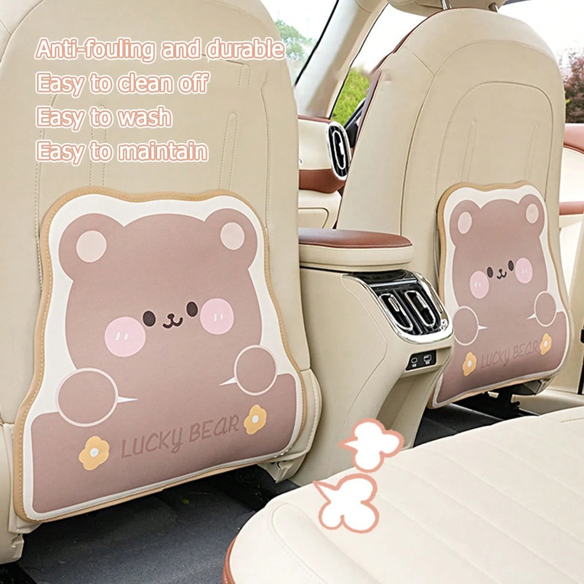 1pc Car Seat Kick Mat, Cute Tulip Car Rear Seat Protector Anti-Dirt Mat, Car Interior Accessories