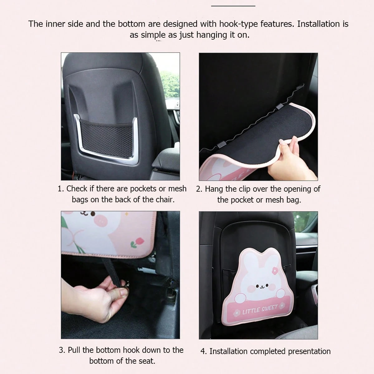 1pc Car Seat Kick Mat, Cute Tulip Car Rear Seat Protector Anti-Dirt Mat, Car Interior Accessories