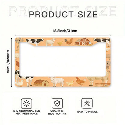 1PC Car Sticker Is For Decorative Purposes Only, A 2D Design Specifically For Male And Female License Plate Frames, Featuring Cute Farm Animal Designs, With Cow, Sheep, Chicken, And Duck Motifs. It Is