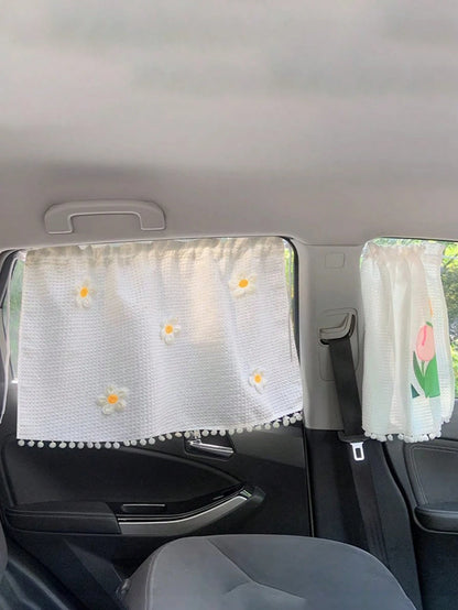 1pc Car Sunshade Side Curtain Suction Cup Type Interior Curtains Baby Children's Sunscreen Thermal Insulation Window Sunshade Curtains
