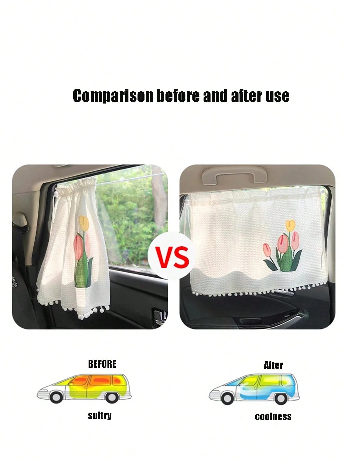 1pc Car Sunshade Side Curtain Suction Cup Type Interior Curtains Baby Children's Sunscreen Thermal Insulation Window Sunshade Curtains