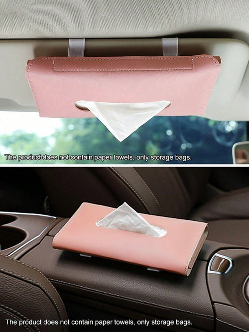 1pc Car Tissue Box, Universal Sun Visor Hanging Tissue Holder, Creative Armrest Storage Bag, Suitable For Various Car Models, Enhance Interior Cleaning Convenience, Ideal Gift For Women, Car Accessori