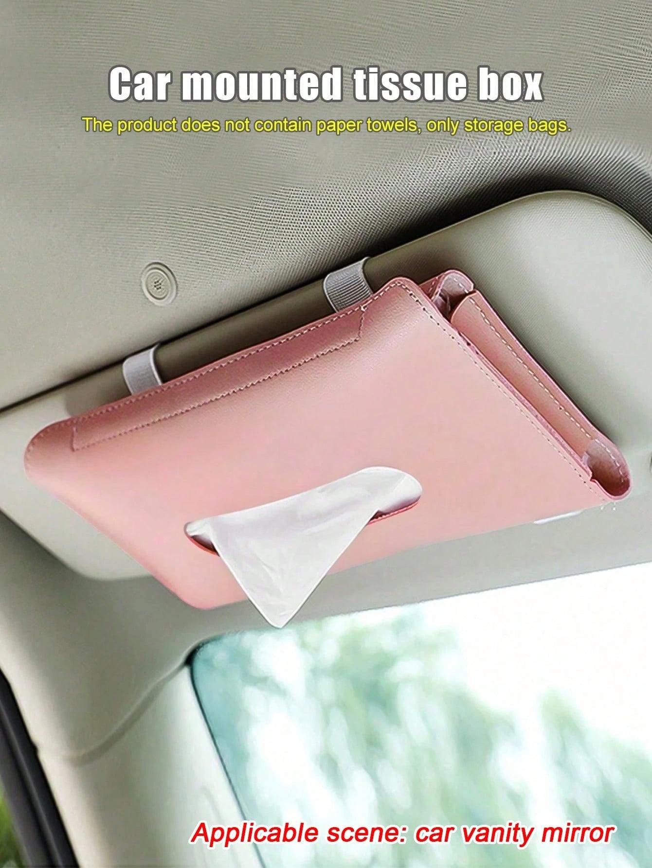 1pc Car Tissue Box, Universal Sun Visor Hanging Tissue Holder, Creative Armrest Storage Bag, Suitable For Various Car Models, Enhance Interior Cleaning Convenience, Ideal Gift For Women, Car Accessori