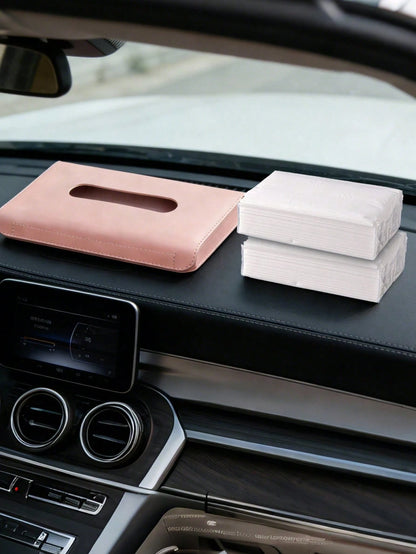 1pc Car Tissue Box, Universal Sun Visor Hanging Tissue Holder, Creative Armrest Storage Bag, Suitable For Various Car Models, Enhance Interior Cleaning Convenience, Ideal Gift For Women, Car Accessori