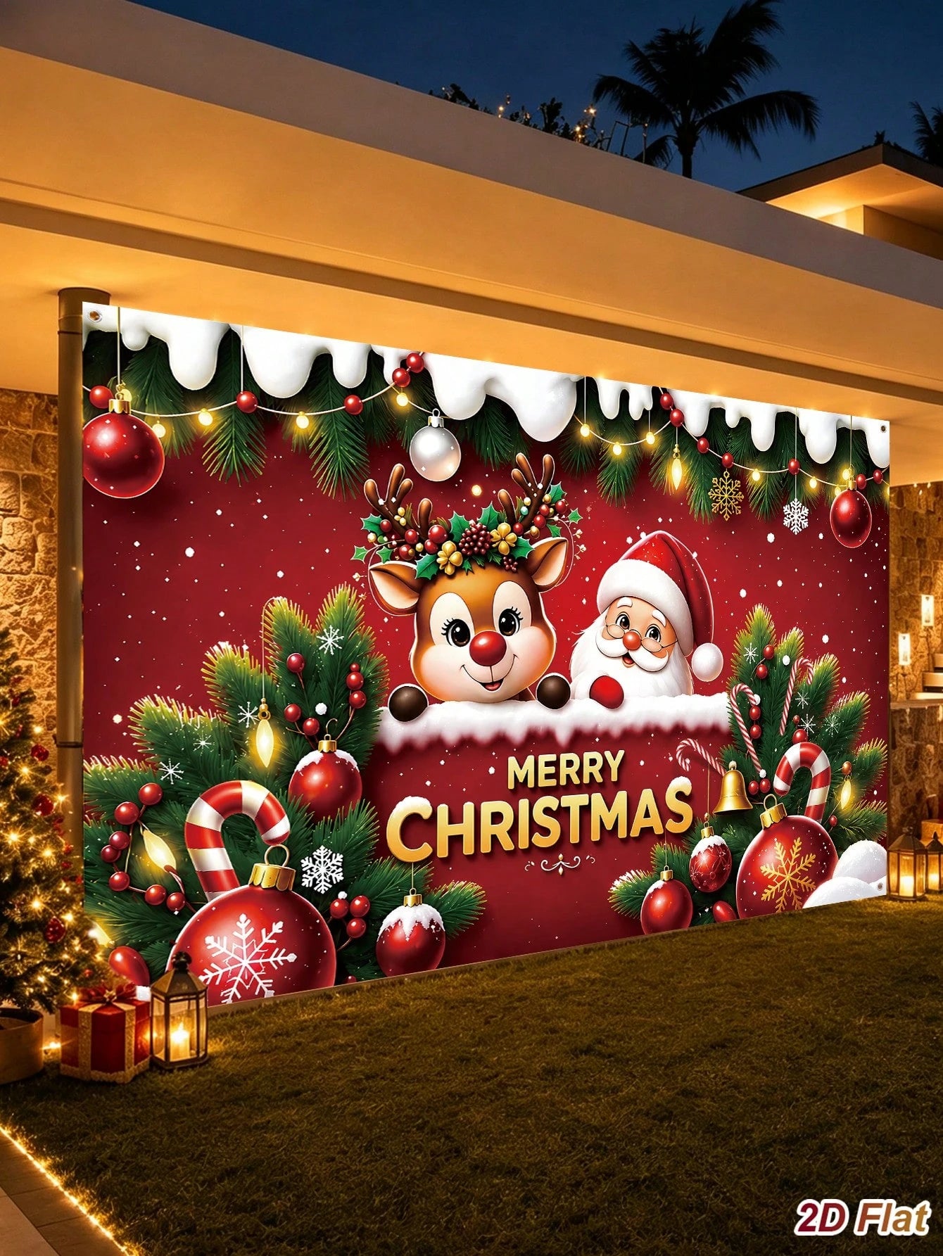 1pc Cartoon Merry Christmas Backdrop, 150*100cm Santa Claus/Reindeer Pattern Hanging Background Cloth, Photo Booth Backdrop, Party Background Banner, Backdrop Decoration, Merry Christmas Decor, Christ