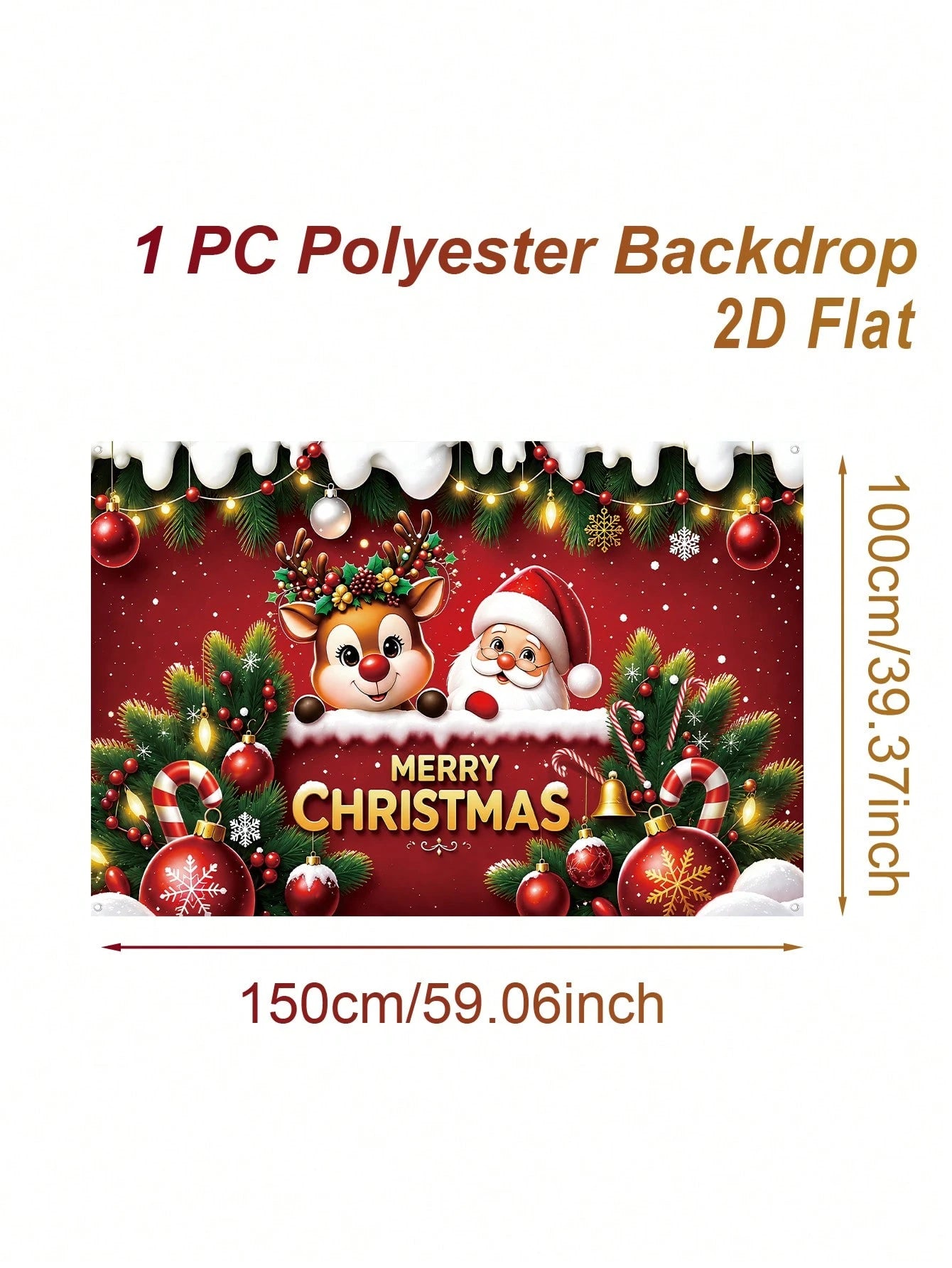 1pc Cartoon Merry Christmas Backdrop, 150*100cm Santa Claus/Reindeer Pattern Hanging Background Cloth, Photo Booth Backdrop, Party Background Banner, Backdrop Decoration, Merry Christmas Decor, Christ