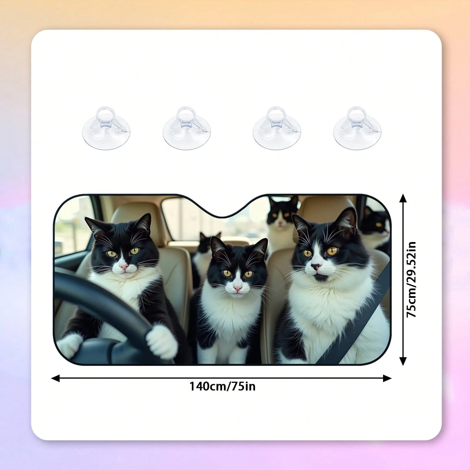1PC Cat-Shaped Car Windshield Sunshade That Can Be Folded, With Reflective Properties For Heat Insulation And Sun Protection. It Can Keep The Interior Of The Car Cool In Summer.