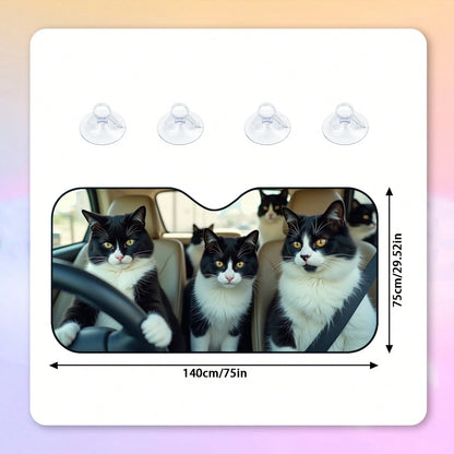 1PC Cat-Shaped Car Windshield Sunshade That Can Be Folded, With Reflective Properties For Heat Insulation And Sun Protection. It Can Keep The Interior Of The Car Cool In Summer.