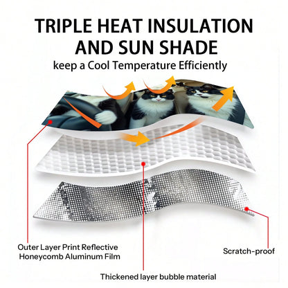 1PC Cat-Shaped Car Windshield Sunshade That Can Be Folded, With Reflective Properties For Heat Insulation And Sun Protection. It Can Keep The Interior Of The Car Cool In Summer.