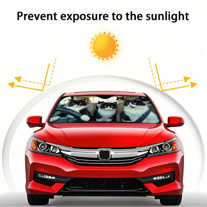 1PC Cat-Shaped Car Windshield Sunshade That Can Be Folded, With Reflective Properties For Heat Insulation And Sun Protection. It Can Keep The Interior Of The Car Cool In Summer.