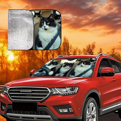 1PC Cat-Shaped Car Windshield Sunshade That Can Be Folded, With Reflective Properties For Heat Insulation And Sun Protection. It Can Keep The Interior Of The Car Cool In Summer.