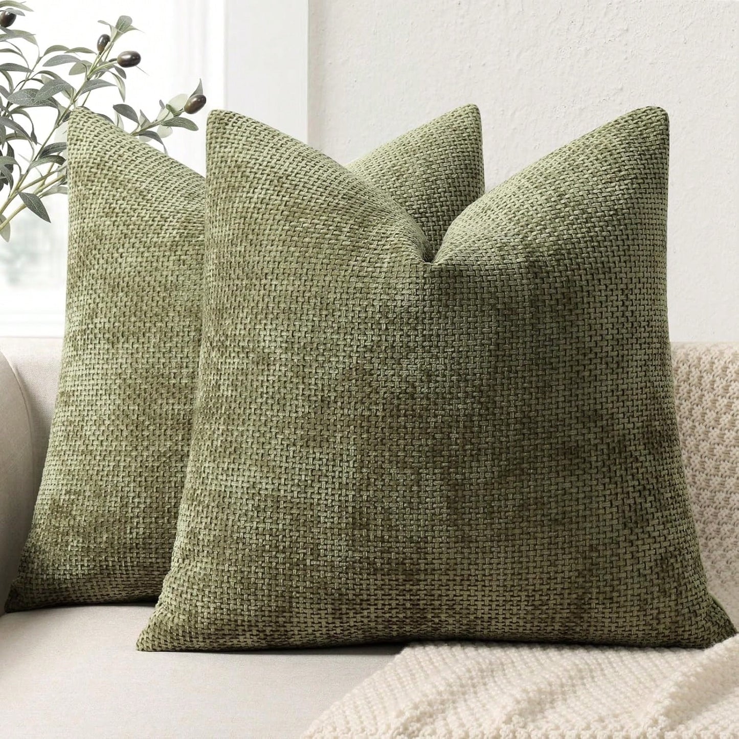 1pc Chenille Decorative Pillow Cover, Soft Woven Texture Luxury Cushion Cover For Bed And Living Room Sofa