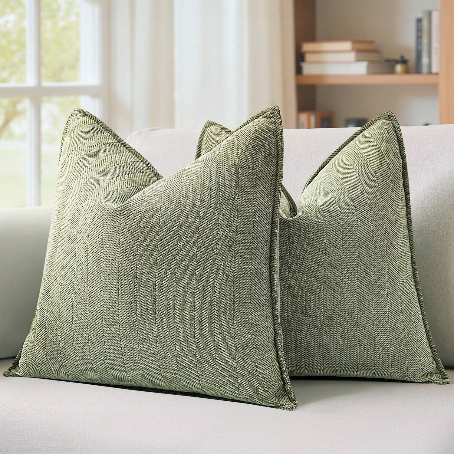 1pc Chenille Herringbone Pattern Throw Pillow Cover (Pillow Insert Not Included), Farmhouse Style Home Decor Sofa Cushion Cover, Solid Color Home Decoration Suitable For Bedroom, Balcony, Living Room
